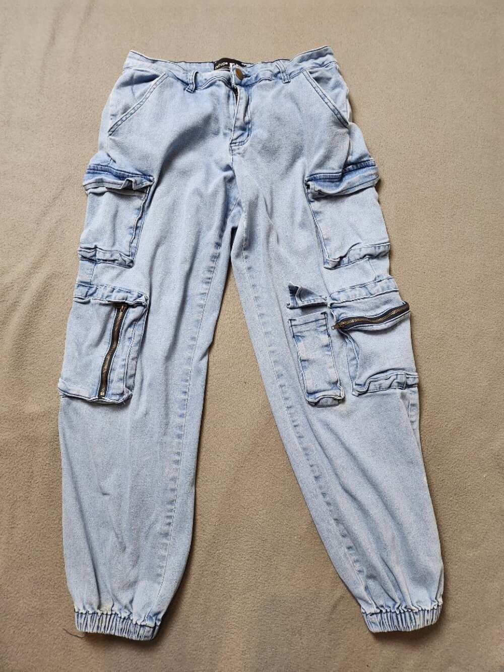Refuge Denim Light Wash Cargo Jogger Jeans Size 7